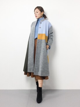 「Ameri（アメリ）のアイテム（その他アウター）」を使った、黒田デビーさん（レディース・165cm）の冬コーディネート