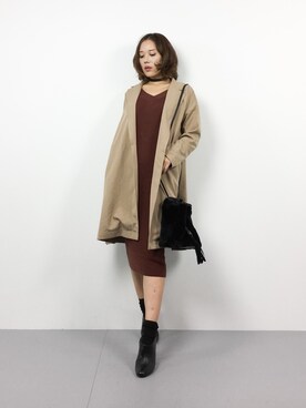 「LBC（エルビーシー）のアイテム（その他アウター）」を使った、黒田デビーさん（レディース・165cm）の冬コーディネート