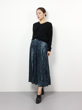 Re Edit リエディ の リエディ ロング丈ベロアプリーツスカート ボトムス スカート ロング マキシ丈 76cm スカート Wear