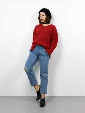 「DETAILS（ディテールズ）のアイテム」を使った、黒田デビーさん（レディース・165cm）の冬コーディネート