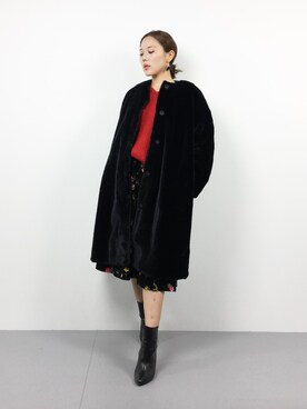 「CLANE（クラネ）のアイテム（その他アウター）」を使った、黒田デビーさん（レディース・165cm）の冬コーディネート
