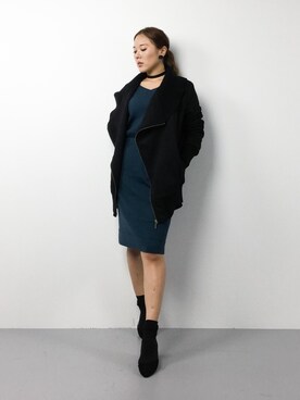 「antiqua（アンティカ）のアイテム（その他アウター）」を使った、黒田デビーさん（レディース・165cm）の冬コーディネート