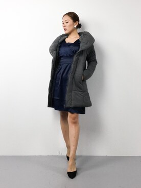 「中綿」｜「アイテム（ダウンジャケット/コート）」を使った、黒田デビーさん（レディース・165cm）の冬コーディネート