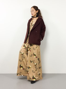 「YECCA VECCA（イェッカヴェッカ）のアイテム（ピーコート）」を使った、黒田デビーさん（レディース・165cm）の冬コーディネート