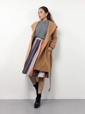 「M.deux（エムドゥ）のアイテム（その他アウター）」を使った、黒田デビーさん（レディース・165cm）の冬コーディネート