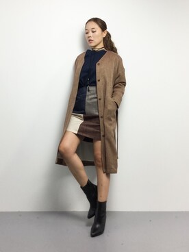 「ツイードコート」｜「アイテム（その他アウター）」を使った、黒田デビーさん（レディース・165cm）の冬コーディネート