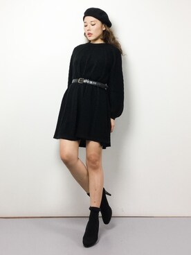 「Aラインワンピース」｜黒田デビーさん（レディース・165cm）の冬コーディネート
