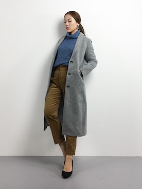 「SLOBE IENA（スローブイエナ）のアイテム（チェスターコート）」を使った、黒田デビーさん（レディース・165cm）の冬コーディネート