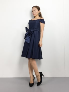 Aimer エメ の Aimer オフショルダーaラインワンピース 結婚式ワンピース ドレス Wear