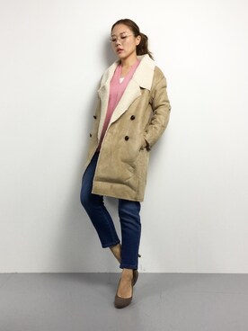 「DETAILS（ディテールズ）のアイテム（ジャケット/アウター）」を使った、黒田デビーさん（レディース・165cm）の冬コーディネート