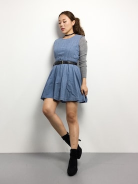 「Aラインワンピース」｜黒田デビーさん（レディース・165cm）の冬コーディネート