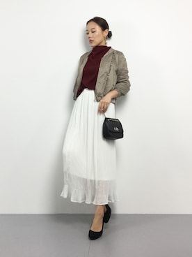 「JILL by Jillstuart」｜「アイテム（ブルゾン）」を使った、黒田デビーさん（レディース・165cm）の冬コーディネート