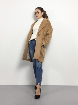 「RAY CASSIN（レイカズン）のアイテム（その他アウター）」を使った、黒田デビーさん（レディース・165cm）の冬コーディネート