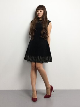 「Ted Baker（テッドベーカー）のアイテム」を使った、黒田デビーさん（レディース・165cm）の冬コーディネート