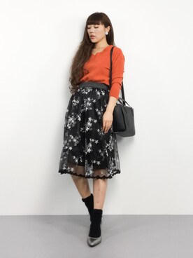 「BASE（ベース）のアイテム」を使った、黒田デビーさん（レディース・165cm）の冬コーディネート