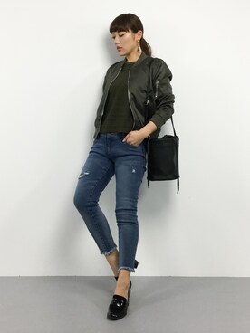 「Settimissimo（セッティミッシモ）のアイテム（ブルゾン）」を使った、黒田デビーさん（レディース・165cm）の冬コーディネート