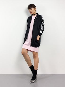 「ANAP（アナップ）のアイテム（ブルゾン）」を使った、黒田デビーさん（レディース・165cm）の冬コーディネート