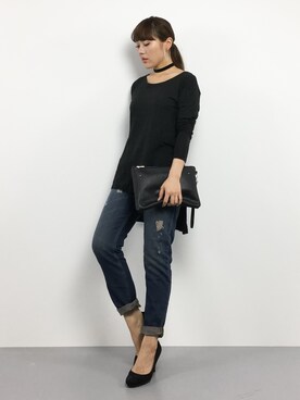 「SCOTCH & SODA（スコッチ アンド ソーダ）のアイテム（パンツ）」を使った、黒田デビーさん（レディース・165cm）の冬コーディネート