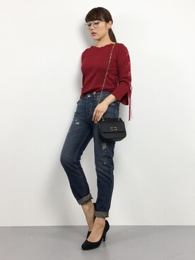 「SCOTCH & SODA（スコッチ アンド ソーダ）のアイテム（パンツ）」を使った、黒田デビーさん（レディース・165cm）の冬コーディネート