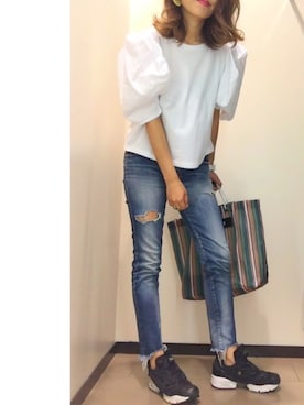 「バルーンスリーブ」｜churiko✿☺︎さん（レディース・163cm）の夏コーディネート