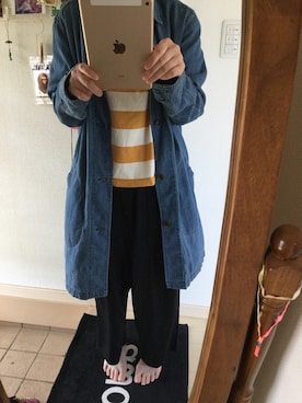 「MANUAL ALPHABET（マニュアル アルファベット）のアイテム（ステンカラーコート）」を使った、ﾆﾅｶﾅさん（レディース・154cm）の夏コーディネート