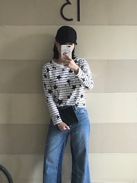 「Mo&Co.（モーアンドコー）のアイテム（パンツ）」を使った、Kayla考拉さん（レディース・165cm）の春コーディネート