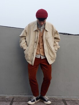 「MUJI」｜「アイテム（その他アウター）」を使った、蘇上鳴さん（メンズ・174cm）の冬コーディネート
