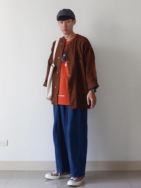 「oqLiq（オークリック）のアイテム（アクセサリー）」を使った、蘇上鳴さん（メンズ・174cm）の春コーディネート