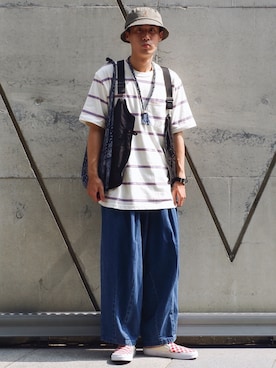 「oqLiq（オークリック）のアイテム（アクセサリー）」を使った、蘇上鳴さん（メンズ・174cm）の秋コーディネート