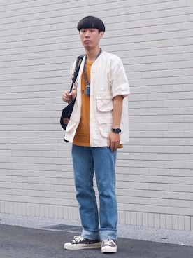 「oqLiq（オークリック）のアイテム（アクセサリー）」を使った、蘇上鳴さん（メンズ・174cm）の秋コーディネート