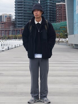 「ENGINEERED GARMENTS」｜「アイテム（その他アウター）」を使った、蘇上鳴さん（メンズ・174cm）の冬コーディネート