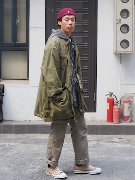 「Hush Puppies（ハッシュパピー）のアイテム（パンツ）」を使った、蘇上鳴さん（メンズ・174cm）の冬コーディネート