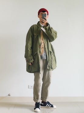 「Hush Puppies（ハッシュパピー）のアイテム（パンツ）」を使った、蘇上鳴さん（メンズ・174cm）の春コーディネート
