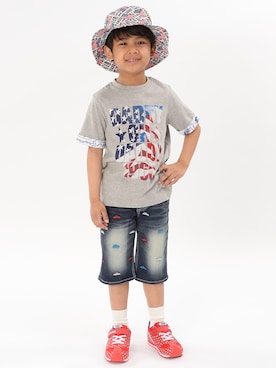 「Daddy Oh Daddy（ダディーオーダディー）のアイテム（トップス）」を使った、mrtk2558さん（キッズ・110cm）の夏コーディネート