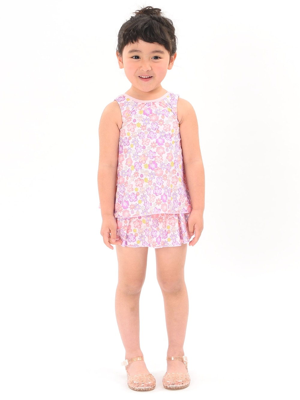 「kidsforet、こどもの森、水着、スイムウェア、タンキニ」｜「Kids ForetのＫＦ　花柄タンキニスイムセパレート（水着、ピンク系）」を使った、mrtk2558さん（キッズ・110cm）の夏コーディネートの1枚目の写真