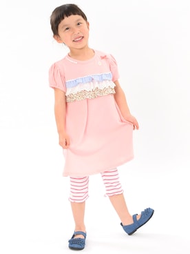 「Moujonjon（ムージョンジョン）のアイテム（ワンピース/ドレス）」を使った、mrtk2558さん（キッズ・110cm）の夏コーディネート