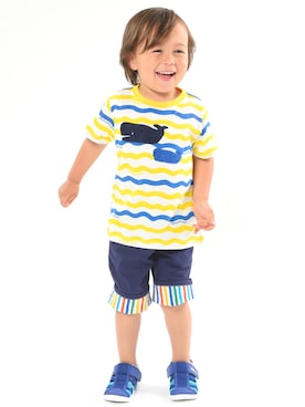 「Moujonjon（ムージョンジョン）のアイテム（パンツ）」を使った、mrtk2558さん（キッズ・100cm）の夏コーディネート