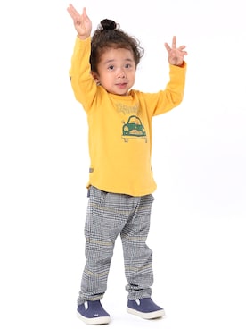 「Moujonjon（ムージョンジョン）のアイテム」を使った、mrtk2558さん（キッズ・100cm）の秋コーディネート