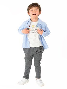 「Moujonjon（ムージョンジョン）のアイテム（シャツ/ブラウス）」を使った、mrtk2558さん（キッズ・110cm）の春コーディネート