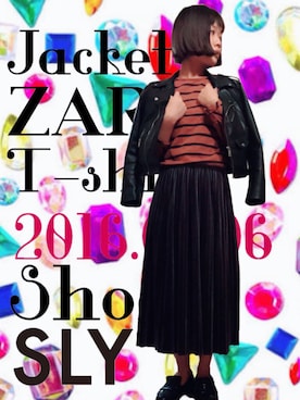 「ZARA KIDS」｜「アイテム（ライダースジャケット）」を使った、中村早紀さん（レディース・162cm）の冬コーディネート