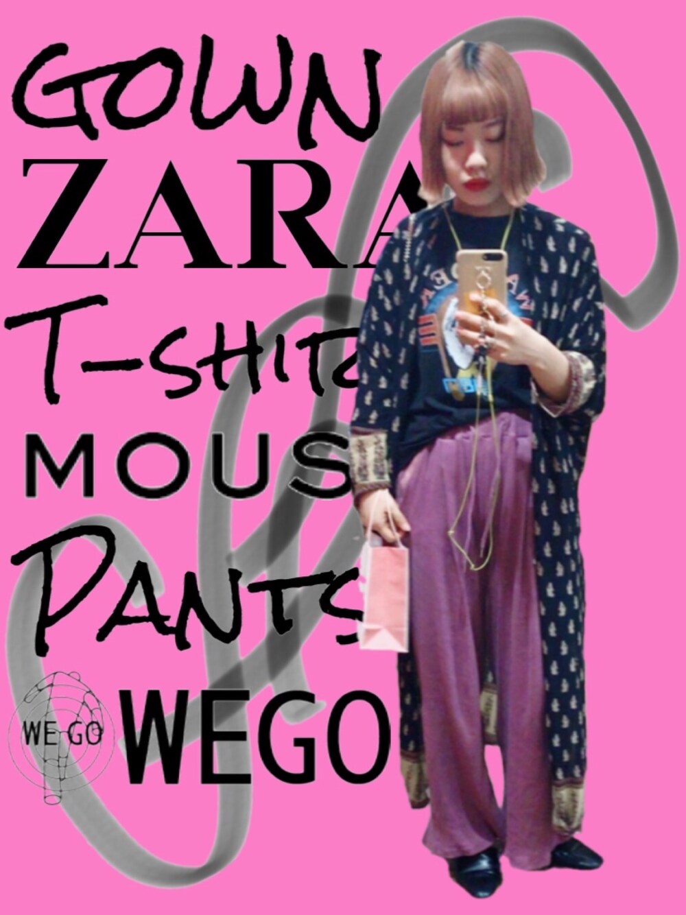 「ＧＷ、ZARA、カジュアルコーデ、ガウン、きもの、moussy、はるコーデ、ピンク」｜「ZARAのアイテム（ジャケット/アウター、ブルー系）」を使った、中村早紀さん（レディース・162cm）の春コーディネートの1枚目の写真
