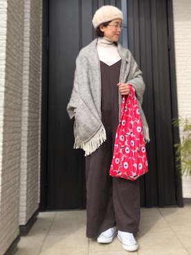 「アイテム（エコバッグ/サブバッグ）」を使った、kamokamosanさん（レディース・163cm）の冬コーディネート