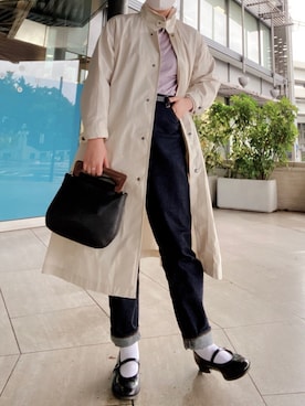 「秋のマイ旬スタイル」｜「アイテム（モカシン/デッキシューズ）」を使った、かにさん（レディース・156cm）の秋コーディネート