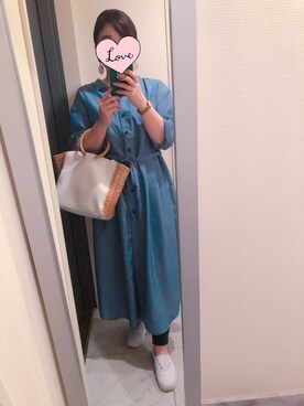 「NANO universe（ナノユニバース）のアイテム（シャツワンピース）」を使った、suu-zee-suuさん（レディース・153cm）の春コーディネート