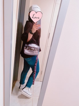 「アイテム（ボディバッグ/ウエストポーチ、シルバー系）」を使った、suu-zee-suuさん（レディース・153cm）の夏コーディネート