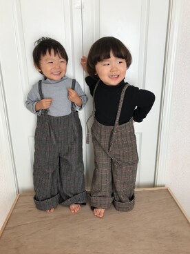 「リブタートルネック」｜「アイテム（その他）」を使った、▲miiipppiiiさん（キッズ・90cm）の冬コーディネート