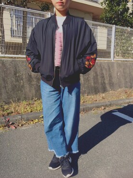 「3can4on（サンカンシオン）のアイテム（ジャケット/アウター）」を使った、松本叶さん（レディース・155cm）の冬コーディネート