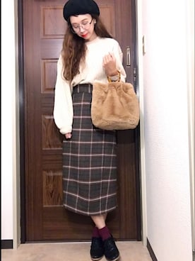 「Factor=（ファクターイコール）のアイテム（トップス）」を使った、エリーさん（レディース・163cm）の秋コーディネート