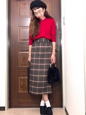 「wearhalloween2017」｜「アイテム（ハンチング/ベレー帽）」を使った、エリーさん（レディース・163cm）の秋コーディネート