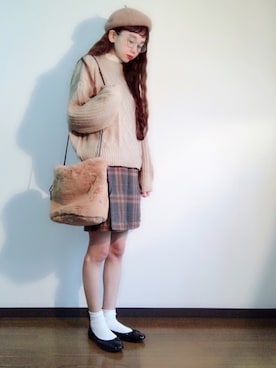 「SM2（エスエムツー）のアイテム（ハンチング/ベレー帽）」を使った、エリーさん（レディース・163cm）の秋コーディネート